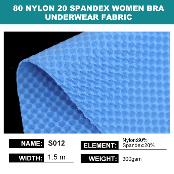 S012 80/20 Nylon Spandex Bra Fabric — 300gsm, 1.5m Width (Honeycomb) - Image 2