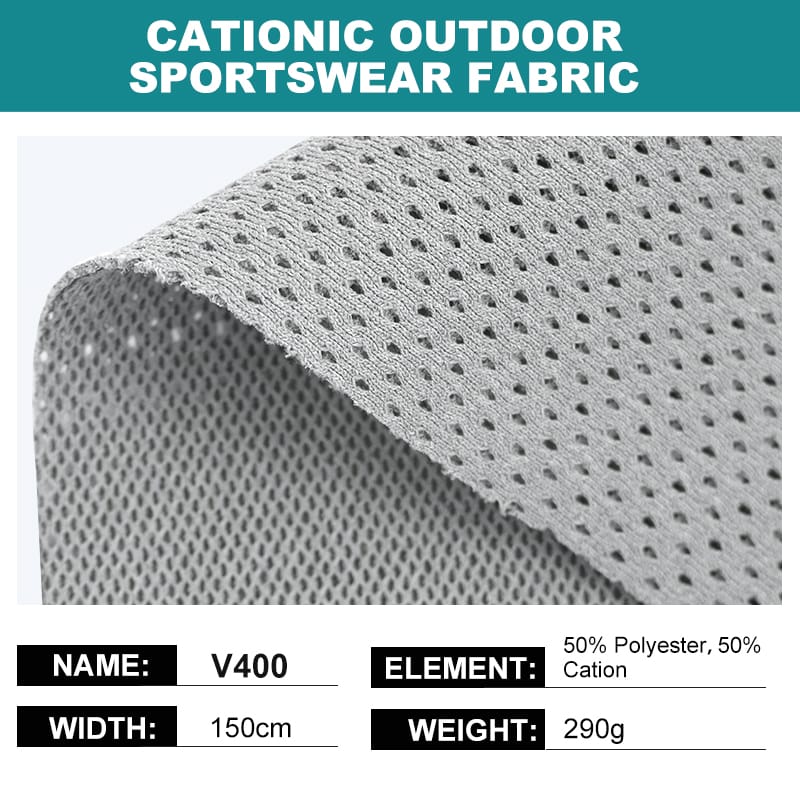 Cationic Polyester Mesh Apparel Fabric V400