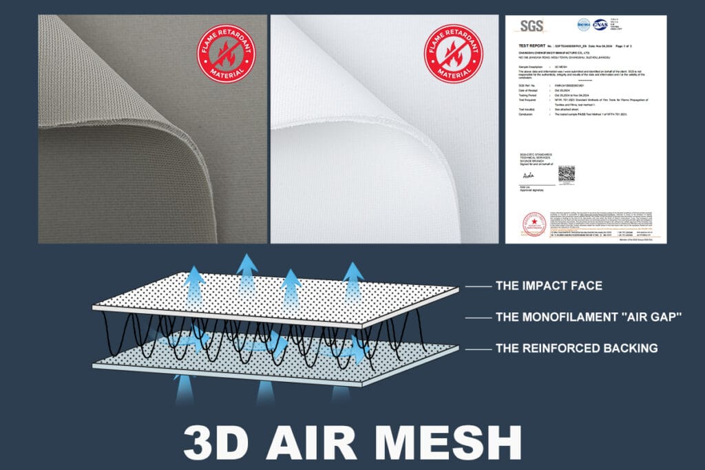 3D Mesh Golf Flame Retardant Screen Fabric Structure Diagram