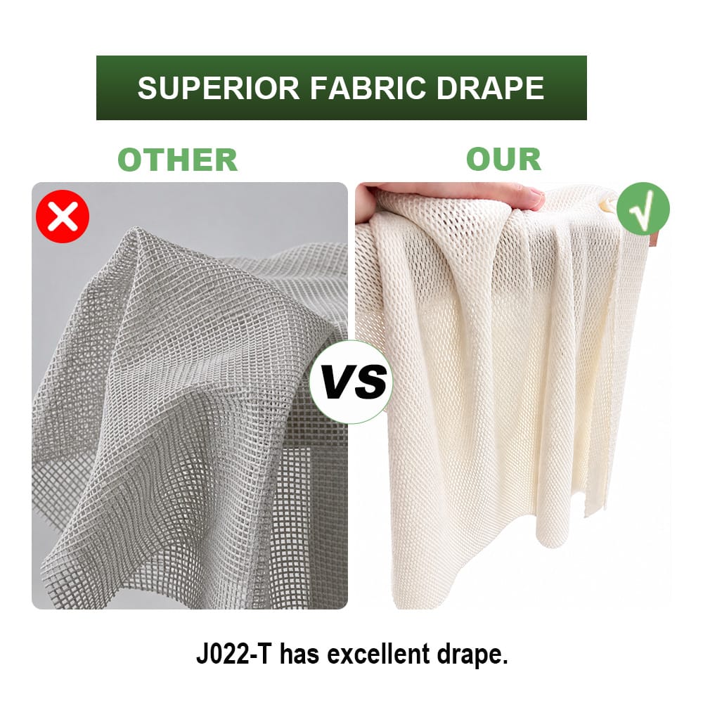 Superior fabric drape comparison of J022-T mesh fabric