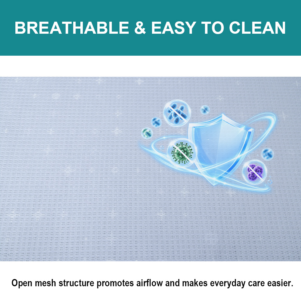 Airflow concept for easy-care printed mesh fabric