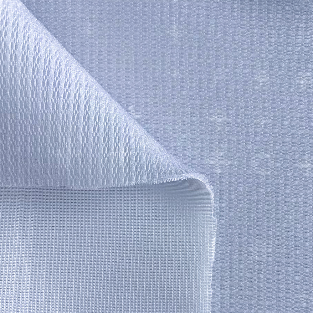 Close-up texture of white 3D mesh fabric